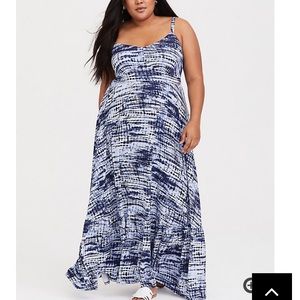 Torrid Sz 3 Tie Dye Navy Maxi Dress NWT